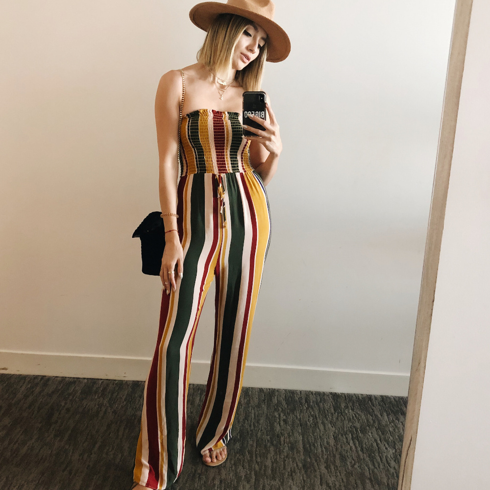 Mind Code Strapless Striped Multicolor Jumpsuit - image 1